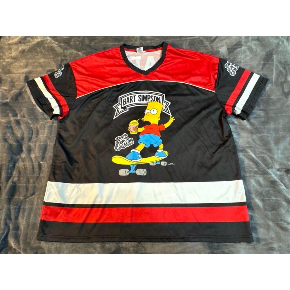 The Simpsons Bart Don’t Have a Cow Skateboarder Sports Jersey T-Shirt Mens 2xl